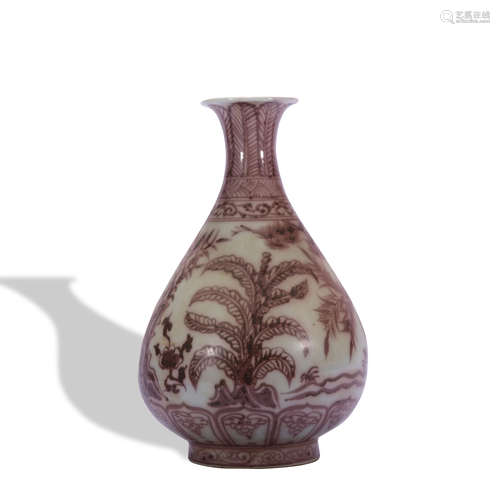 A copper-red-glazed pear-shaped vase