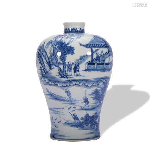 A blue and white 'figure' Meiping