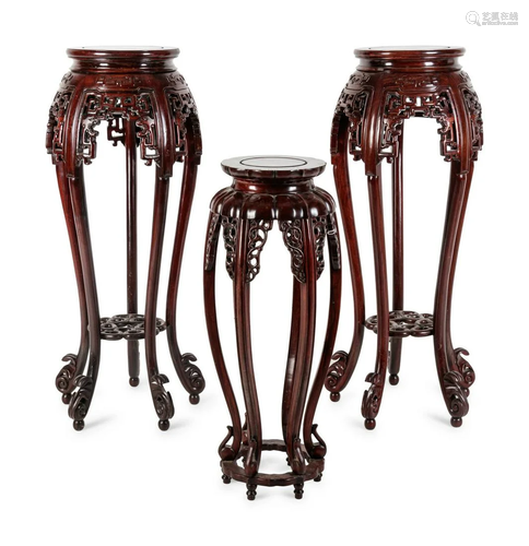 Three Chinese Hardwood Stands, Huaji