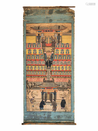 A Large Chinese Embroidered Silk Panel