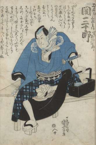 Utagawa Kuniyoshi, Japanese 1797-1861, three woodblock print...