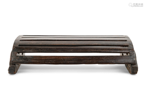 A Chinese Hardwood 'Demi-Lune' Foot Rest