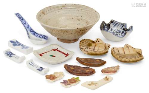A collection of small Japanese studio pottery, 20th century,...
