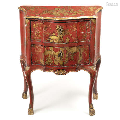 Red lacquered wooden dresser Italy, 19th century 88x70x36 cm...