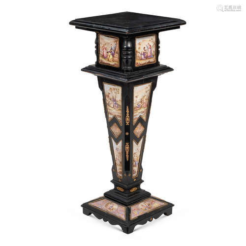 Ebonized wood and polychrome enamel column Vienna, 19th-20th...