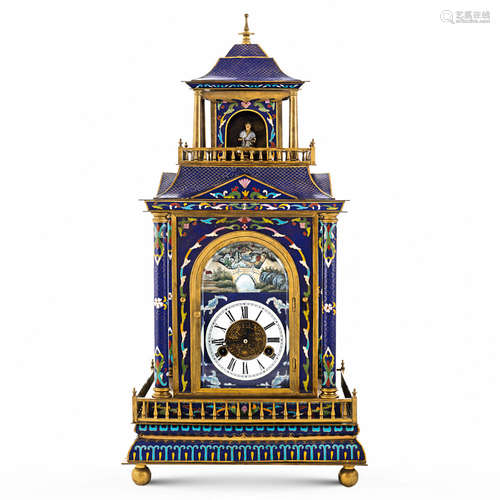 Gilt bronze and enamel mantel clock France, 19th - 20th cent...