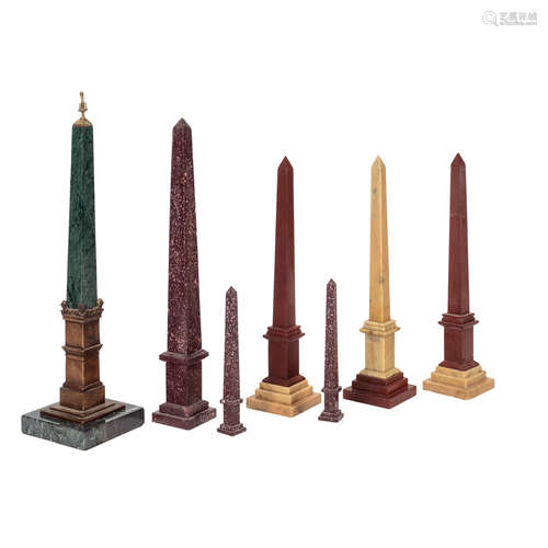 Collection of different marbles obelisks (7) 20th century ma...