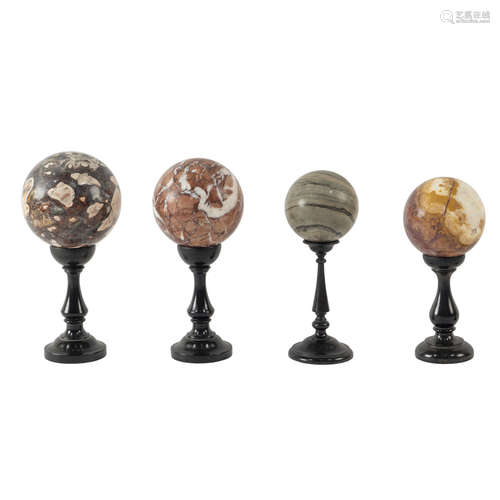 Group of polychrome marble spheres (4) Italy, 20th century m...