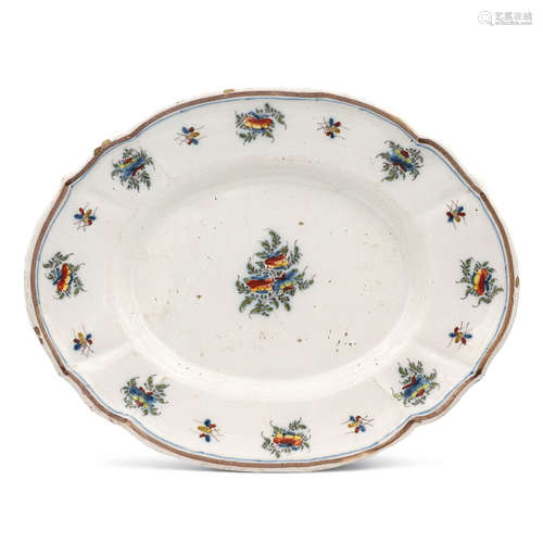 Oval polychrome majolica tray Clerici manifacture, Milan lat...