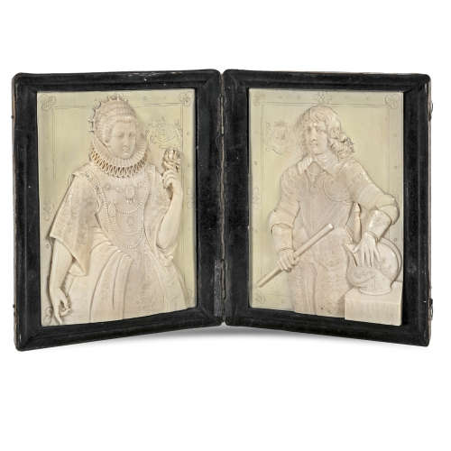 Pair of rectangular bone plaques England, 19th century 16x22...