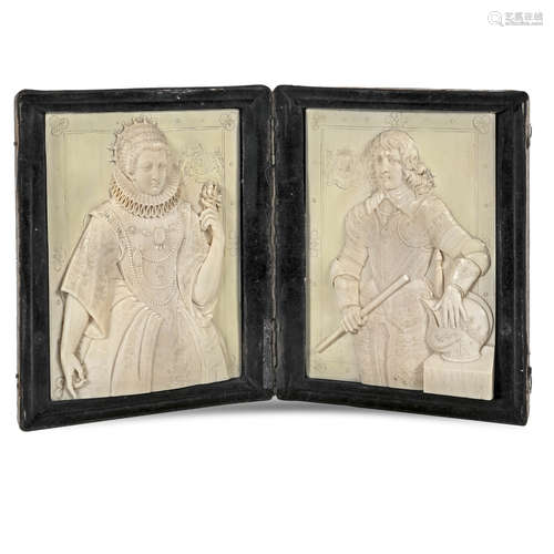 Pair of rectangular bone plaques England, 19th century 16x22...