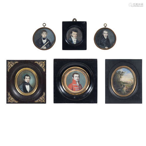 Collection of miniatures (6) 19th century maximum dimensions...