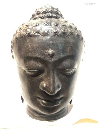 Large Oriental Bronze Buddha Head