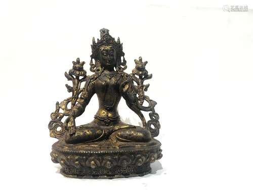 Chinese Tibetan Bronze Gold Gilt Buddha