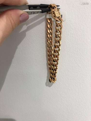 9k yellow gold solid curb bracelet 38.40g over 8 inches 9mm ...