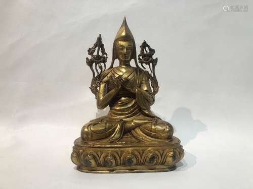 Chinese Tibetan Bronze Gold Gilt Buddha