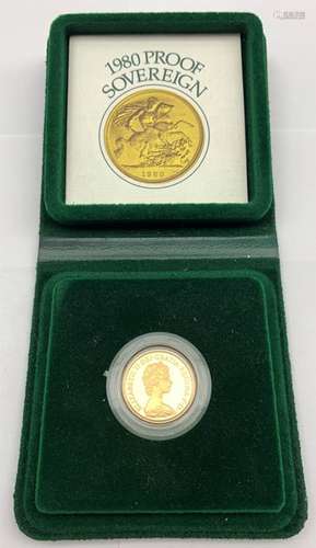 Queen Elizabeth II 1980 gold proof full sovereign, cased wit...