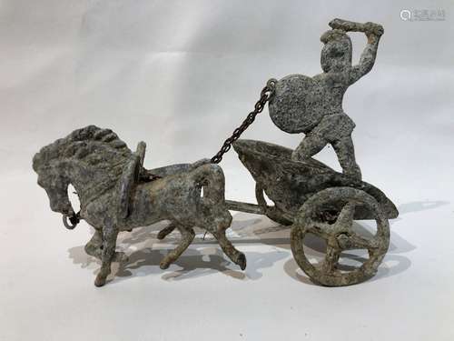 Greek Gladiator Figure With Horses