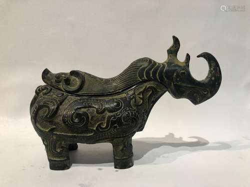 Chinese Bronze Rhino