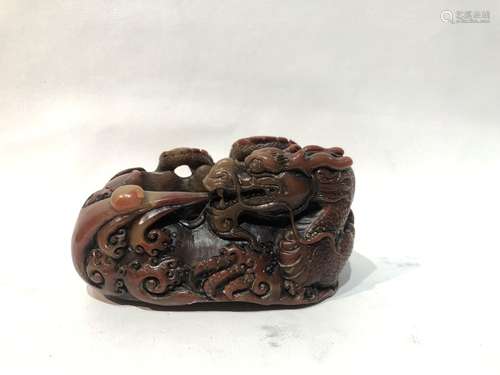 19th/20th Century Chinese Carved Jade Dragon Pot