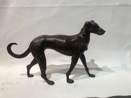 Large Bronze Gilded Guard Dog Figure