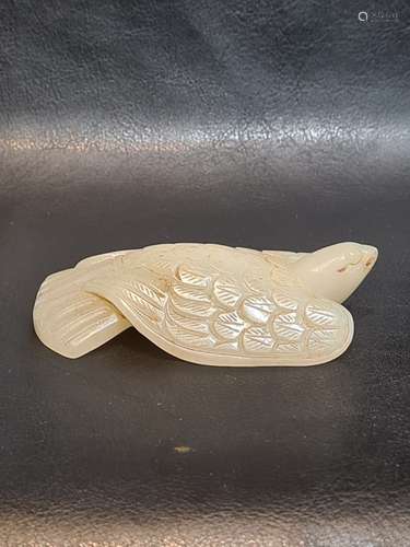 Chinese 19th Century White Jade Carved Bird Qing Dynasty