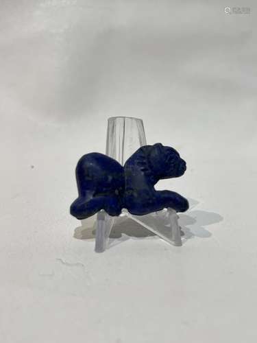 Chinese Miniature Lapis Lazuli Lion Pendant