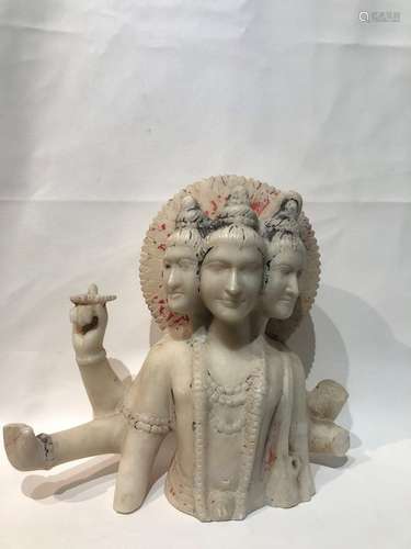 18th/19th Century Indian Three Headed Marble Buddha