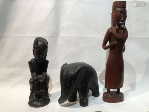 An assortment Of African Tribal Figures & Elephant