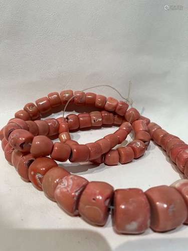 19th Century Natural Pink Coral Beads 100cm Long and 501 gra...