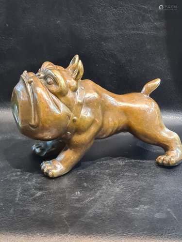 An English Bronze Carved Bulldog