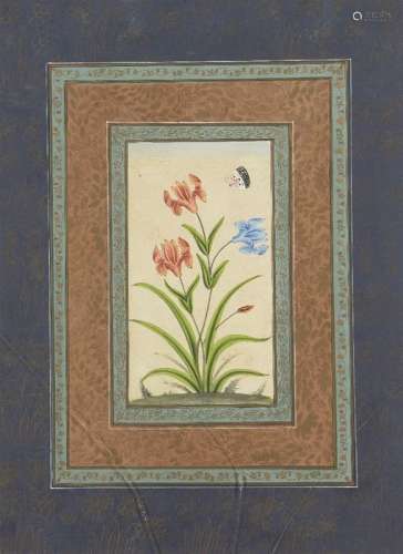 19th/20th Century Indian Framed Floral Tulip Flowers On Wate...