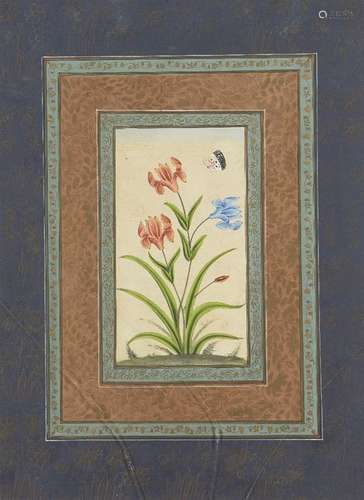 19th/20th Century Indian Framed Floral Tulip Flowers On Wate...