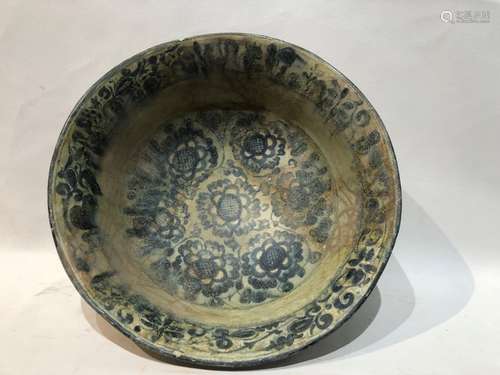 Persian 12th Century Ceramic Blue & White Bowl