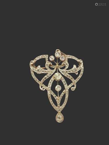 Art Nouveau Platinum set Pendant with over 2cts of VS1 quali...