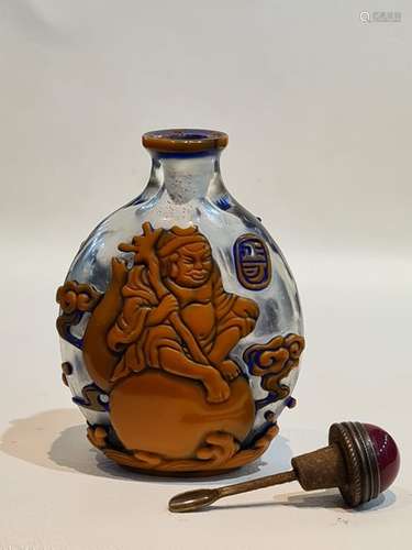 19th/20th century Chinese Carved Coral Colour Snuff Bottle W...