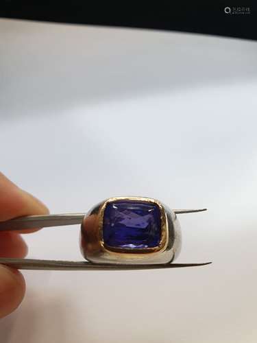 A Massive 5ct Tanzanite & Platinum 42.5g Set Men's Ring With...