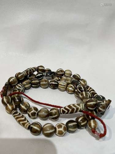 Tibetan Chinese Dzi Bead Necklace Mala