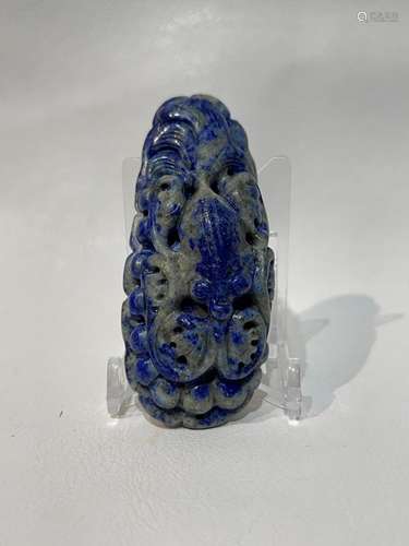 19th/20th Century Chinese Carved Lapis Lazuli Lobster On Sho...