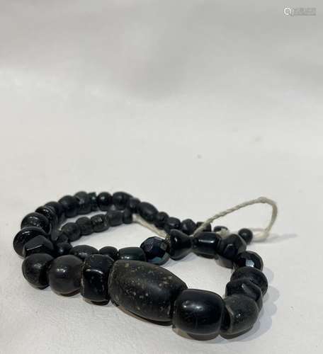 Bactrian Black Stone Bead Necklace