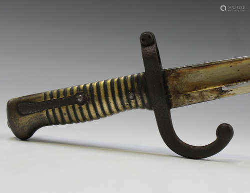 A French 1866 model chassepot bayonet, the recurved single-e...