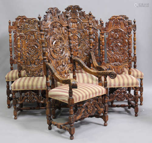 A set of eight impressive late 19th/early 20th century carve...