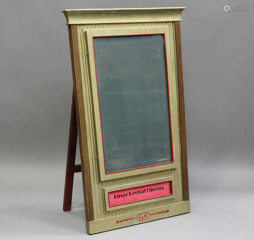 A 20th century gilt painted theatre hall board with fluted g...