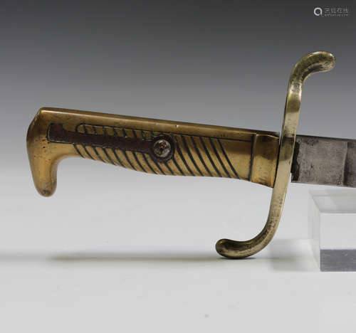 A Prussian 1871 model bayonet with straight single-edged bla...