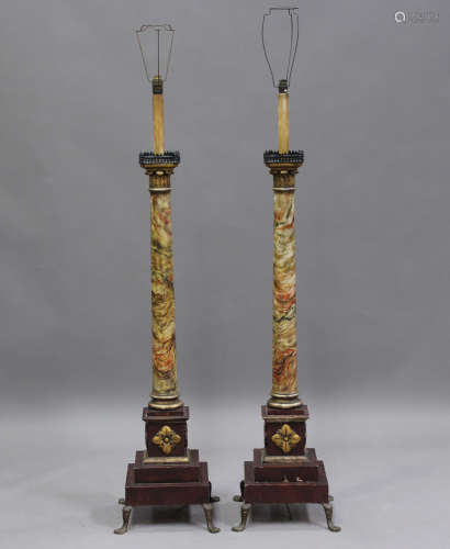 A pair of early/mid-20th century painted faux marble and gil...
