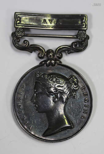 An Army of India Medal 1799-1826 with bar 'AVA' to 'ColL H.F...