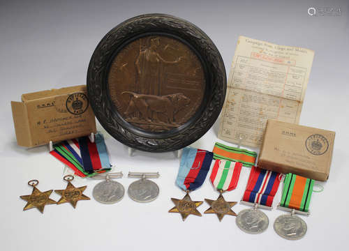 A First World War period bronze memorial plaque, detailed 'J...