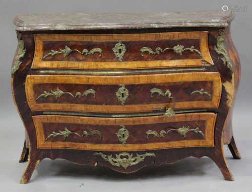 An 18th century French rococo kingwood and satinwood crossba...