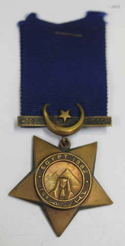 A Khedives Bronze Star, detailed 'Egypt 1882', unnamed.Buyer...