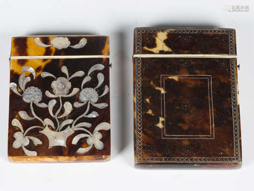 A mid-19th century tortoiseshell and silver piqué inlaid vis...